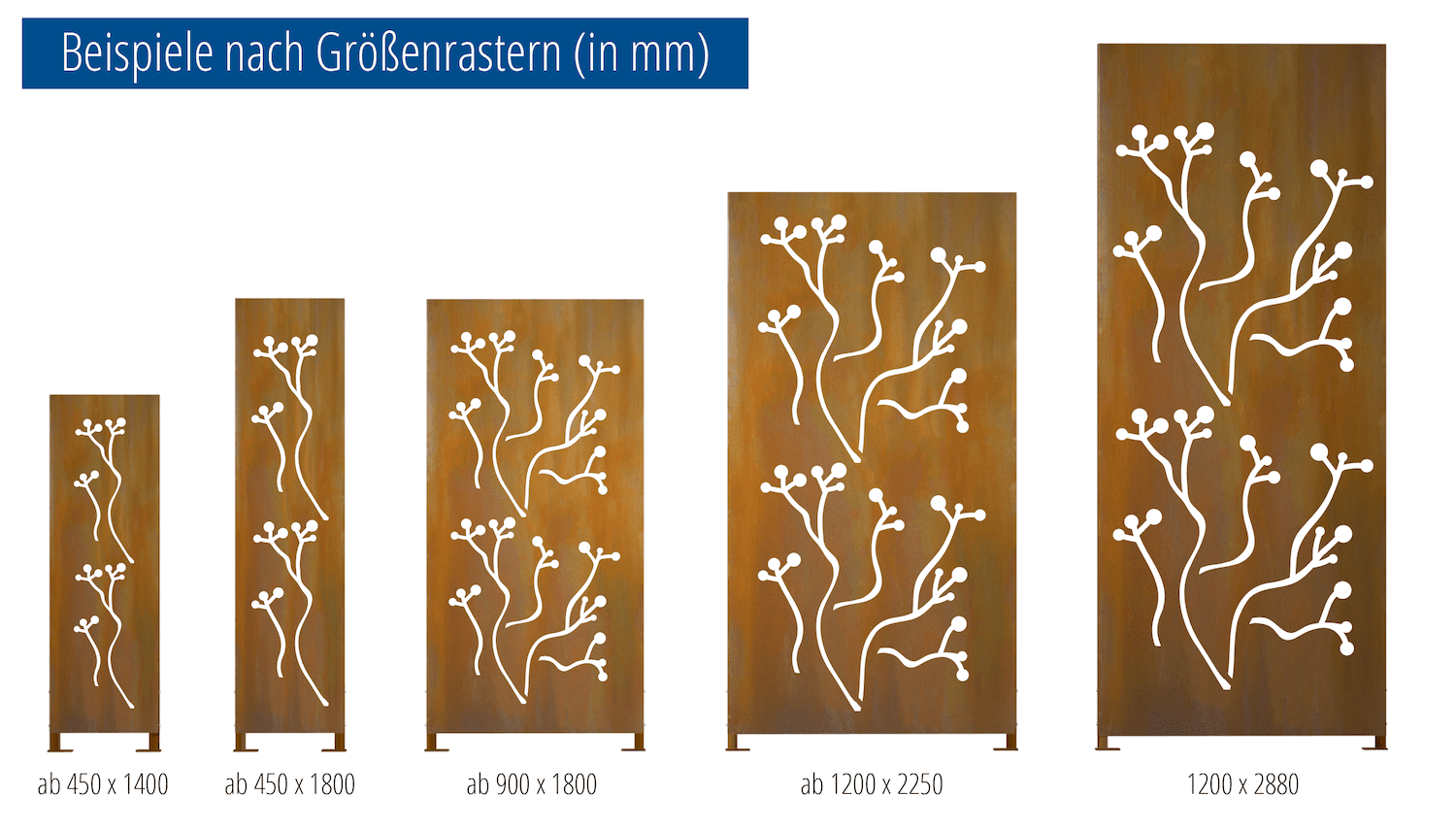 Brise-vue en acier Corten stèle Arbre en marbre