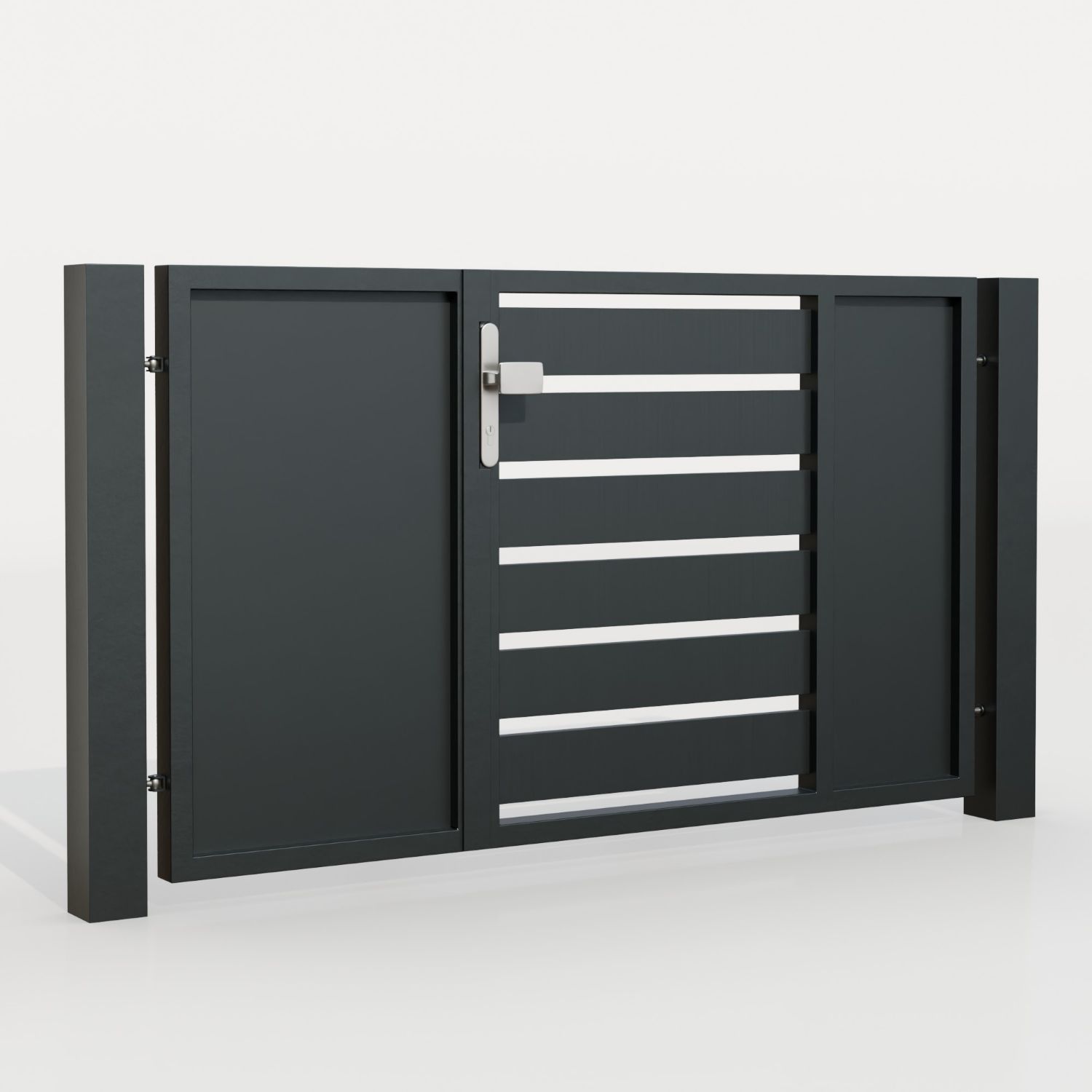Portillon de jardin en aluminium, brise-vue à 2 battants KSB, GE