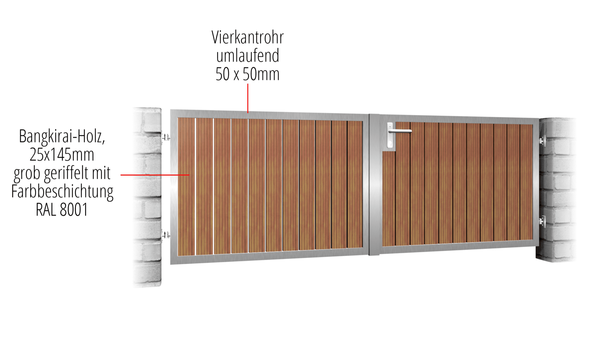 Portail de jardin en acier inoxydable à 2 battants HFS, GE