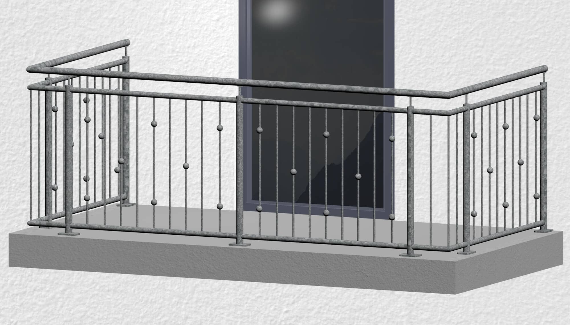 Balustrade de balcon en acier galvanisé à boules décalées 