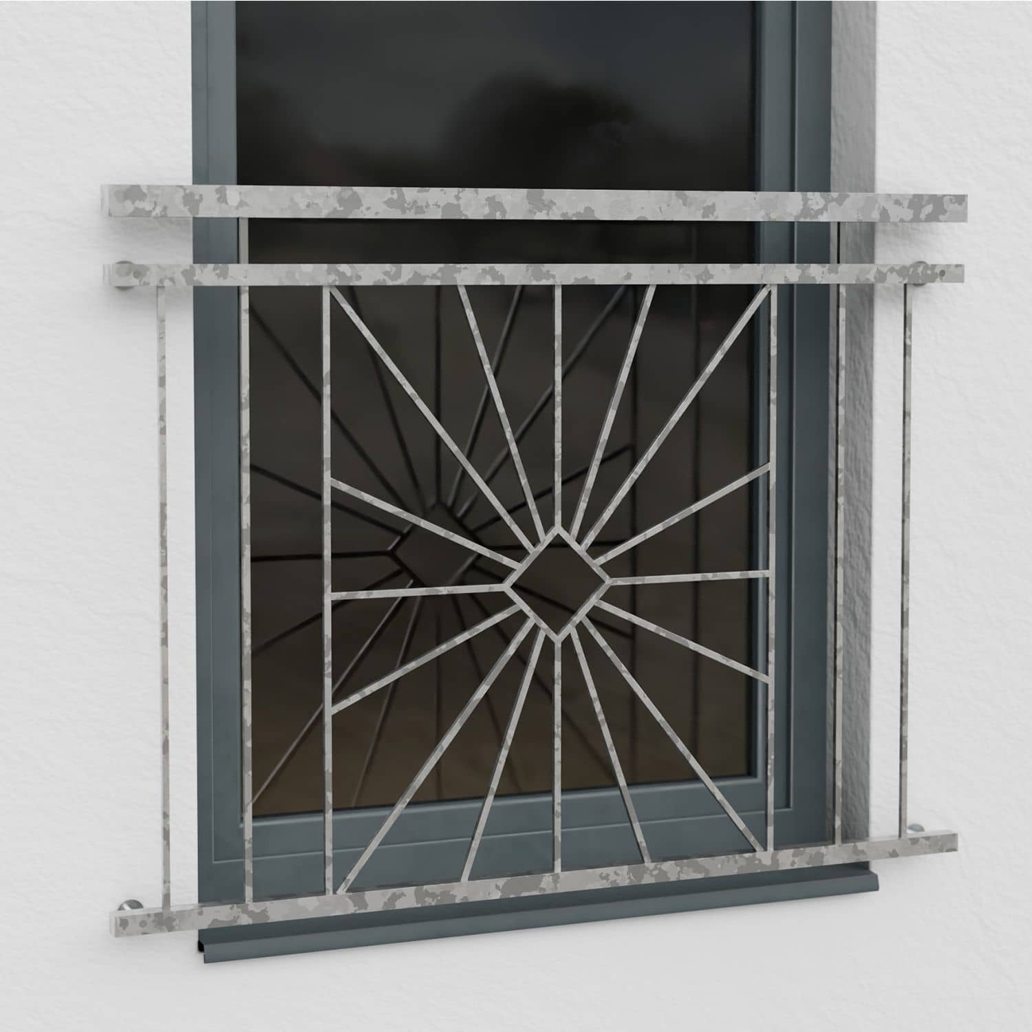 Balcon à la française en acier galvanisé soleil carreau