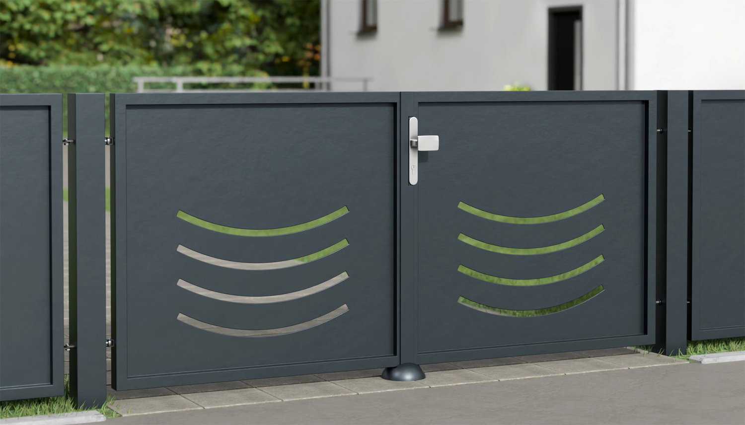 Portail de jardin en aluminium, brise-vue à 2 battants SN, GE