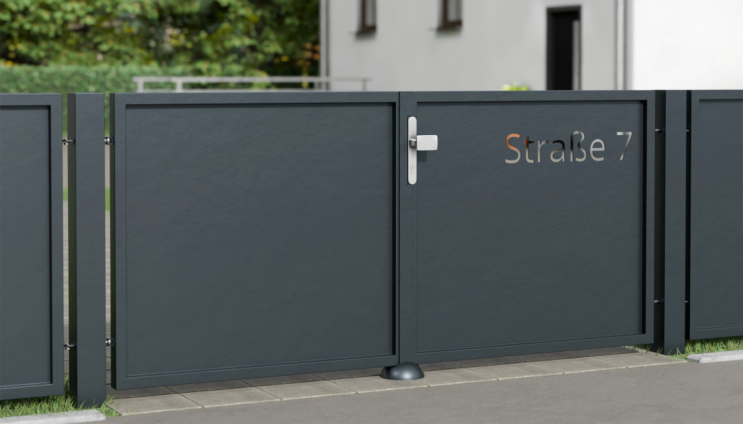 Portail de jardin en aluminium, brise-vue à 2 battants STR, GE