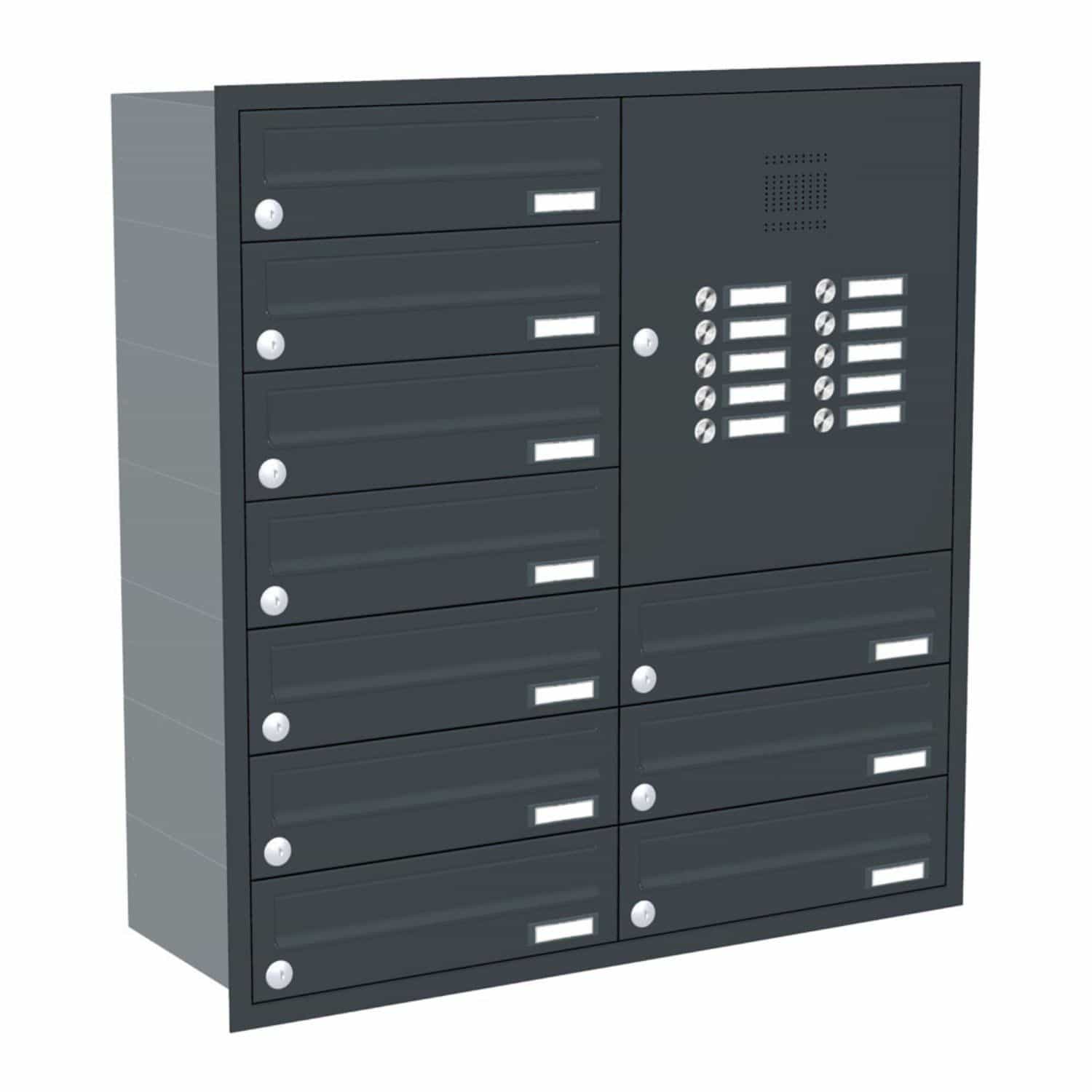 Briefkastenanlage | Unterputz | 10-fach | Waagerecht | Audio | Video | Farbe