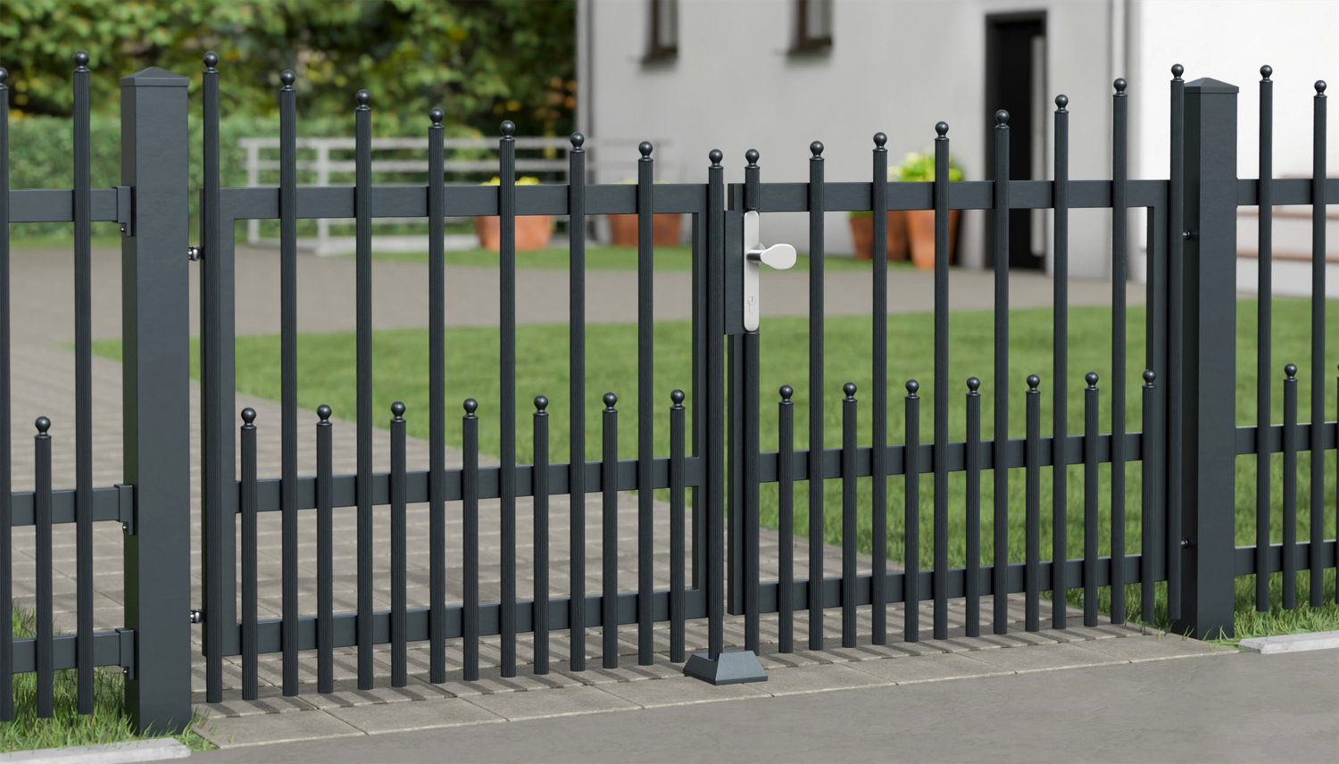 Portail de jardin en aluminium à 2 battants palissades DPP élégantes, UB
