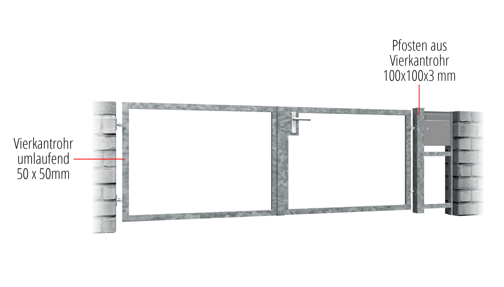 Portail de jardin galvanisé à 2 battants avec remplissage propre, GE, BK