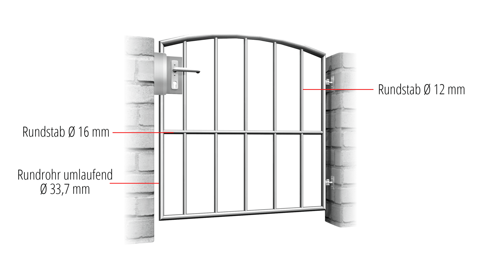 Portillon de jardin en acier inoxydable barre verticale 1 battant, OB