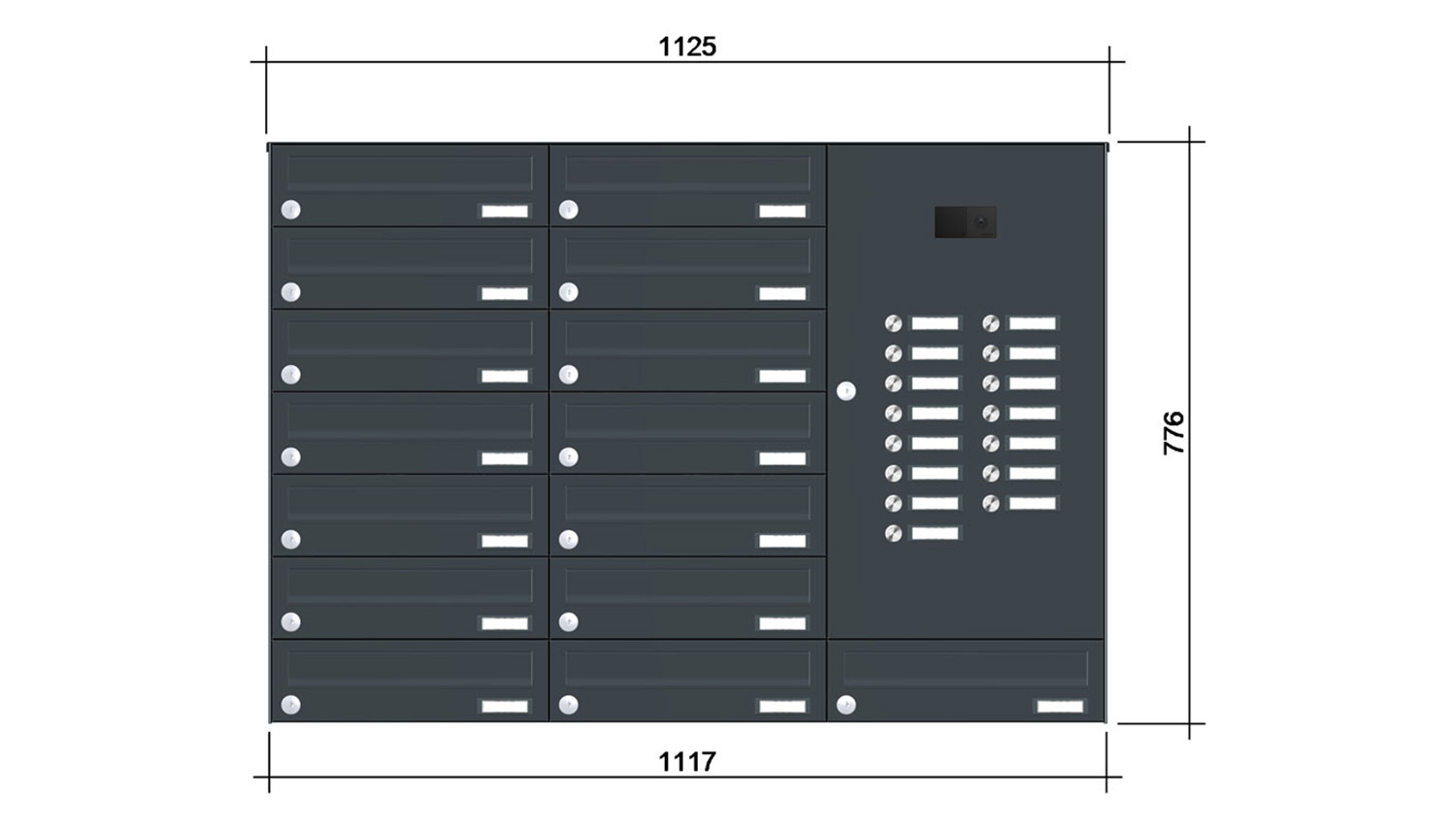 Briefkastenanlage | Aufputz | 15-fach | Waagerecht | Audio | Video | Farbe