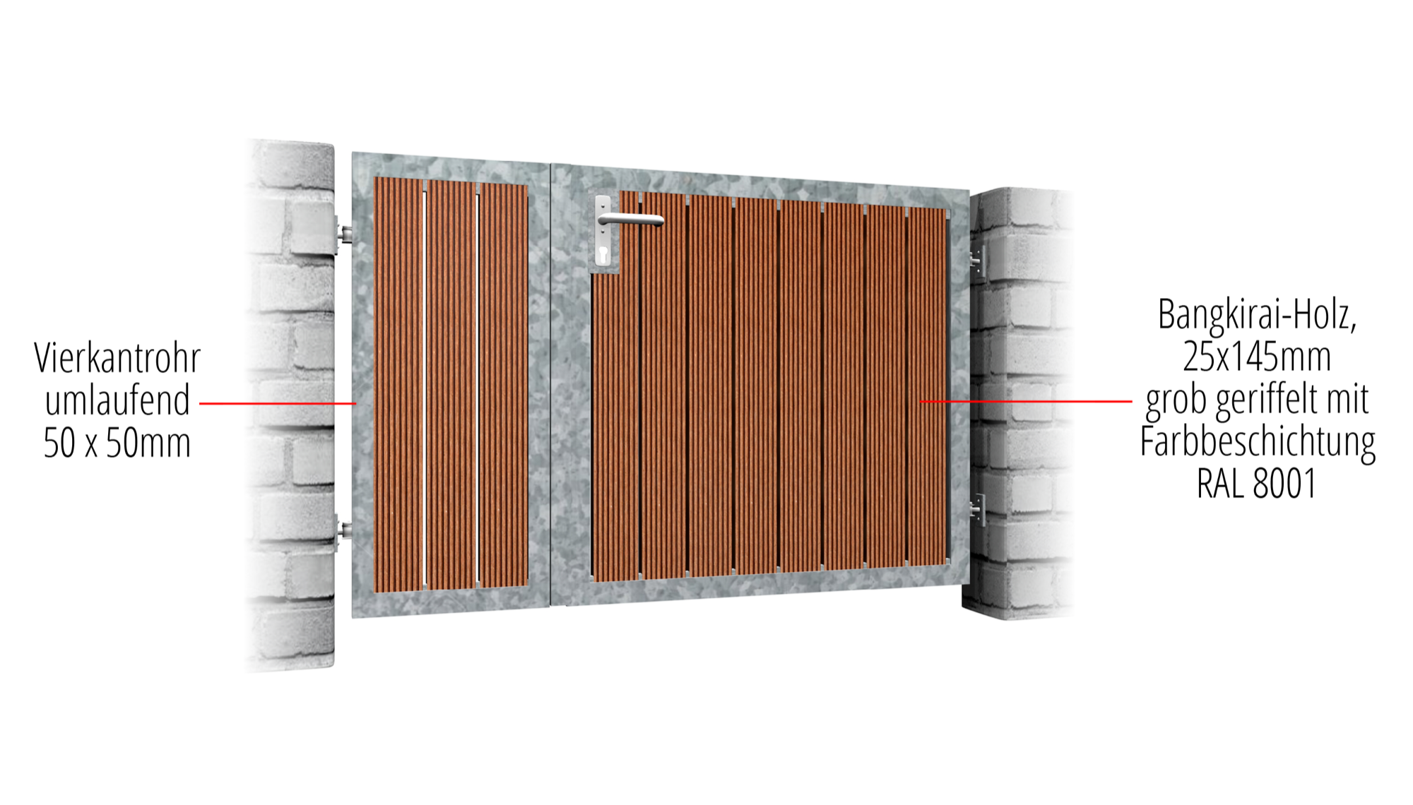 Portillon de jardin en acier galvanisé à 2 battants HFS, GE