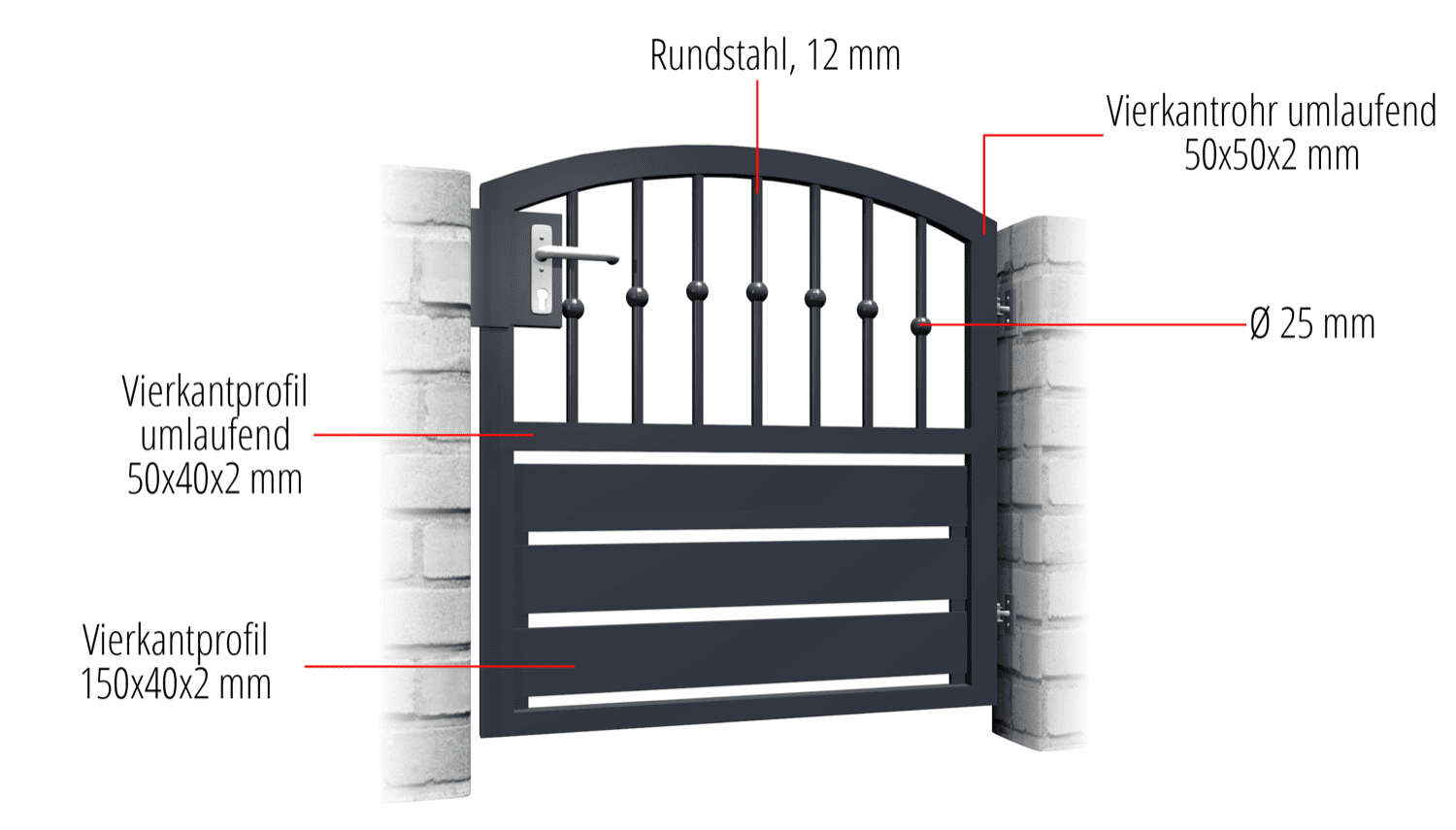 Portillon de jardin en aluminium, brise-vue à 1 battant KSKR, OB