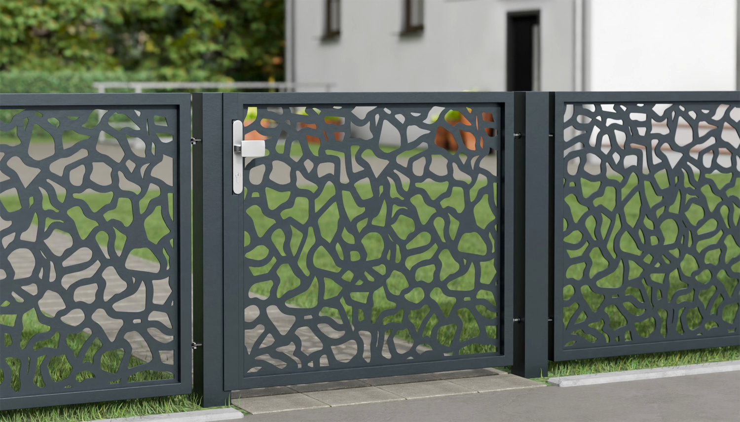 Portillon de jardin en aluminium à 1 battant avec découpe laser AB 2