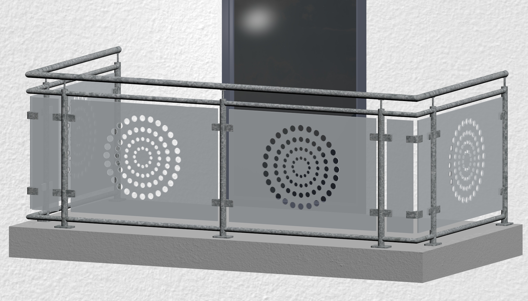 Balustrade de balcon en acier galvanisé design verre KR