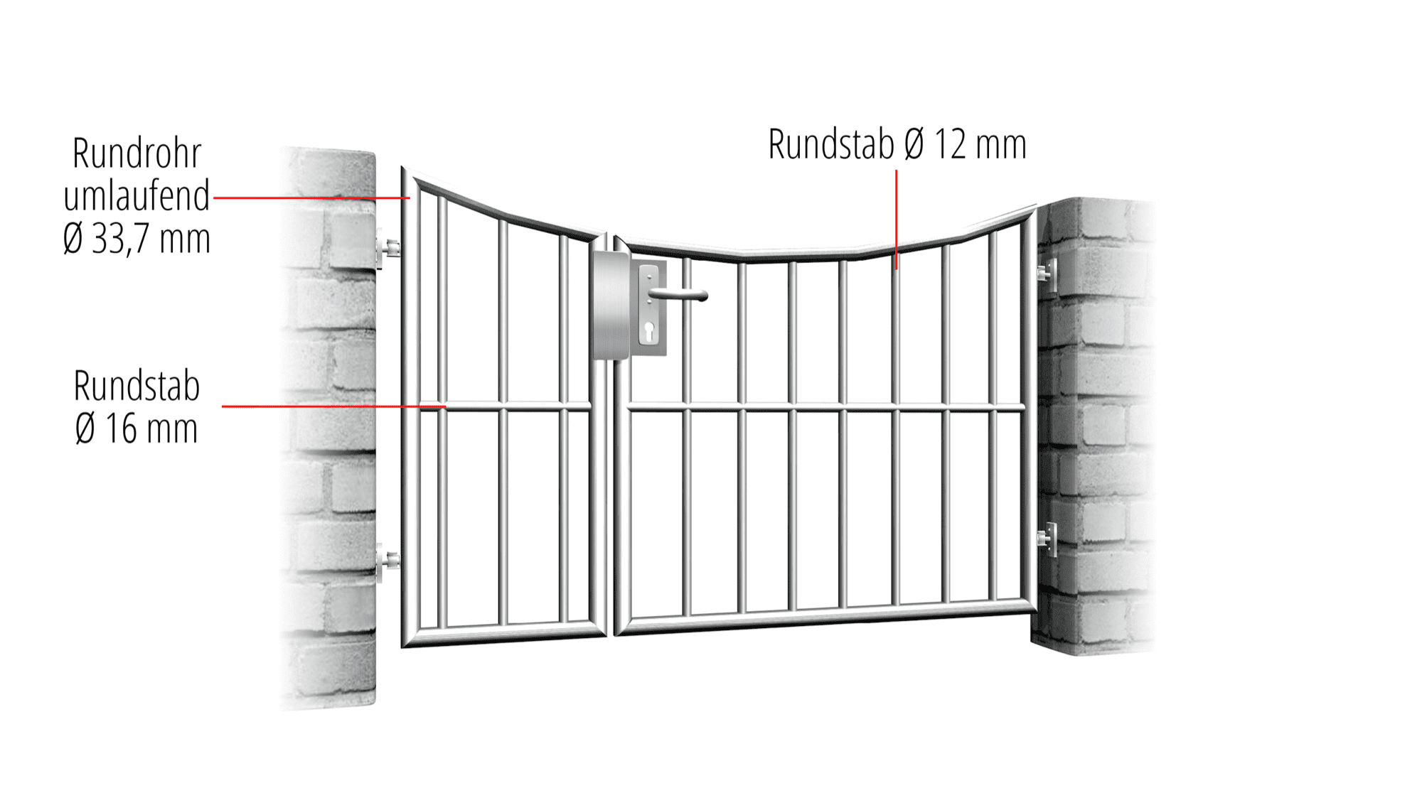 Portillon de jardin en acier inoxydable barre verticale à 2 battants, UB