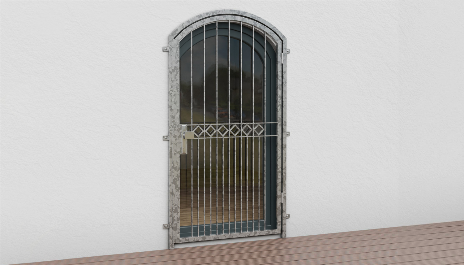 Porte grillagée en acier galvanisé Série Karo Arc supérieur