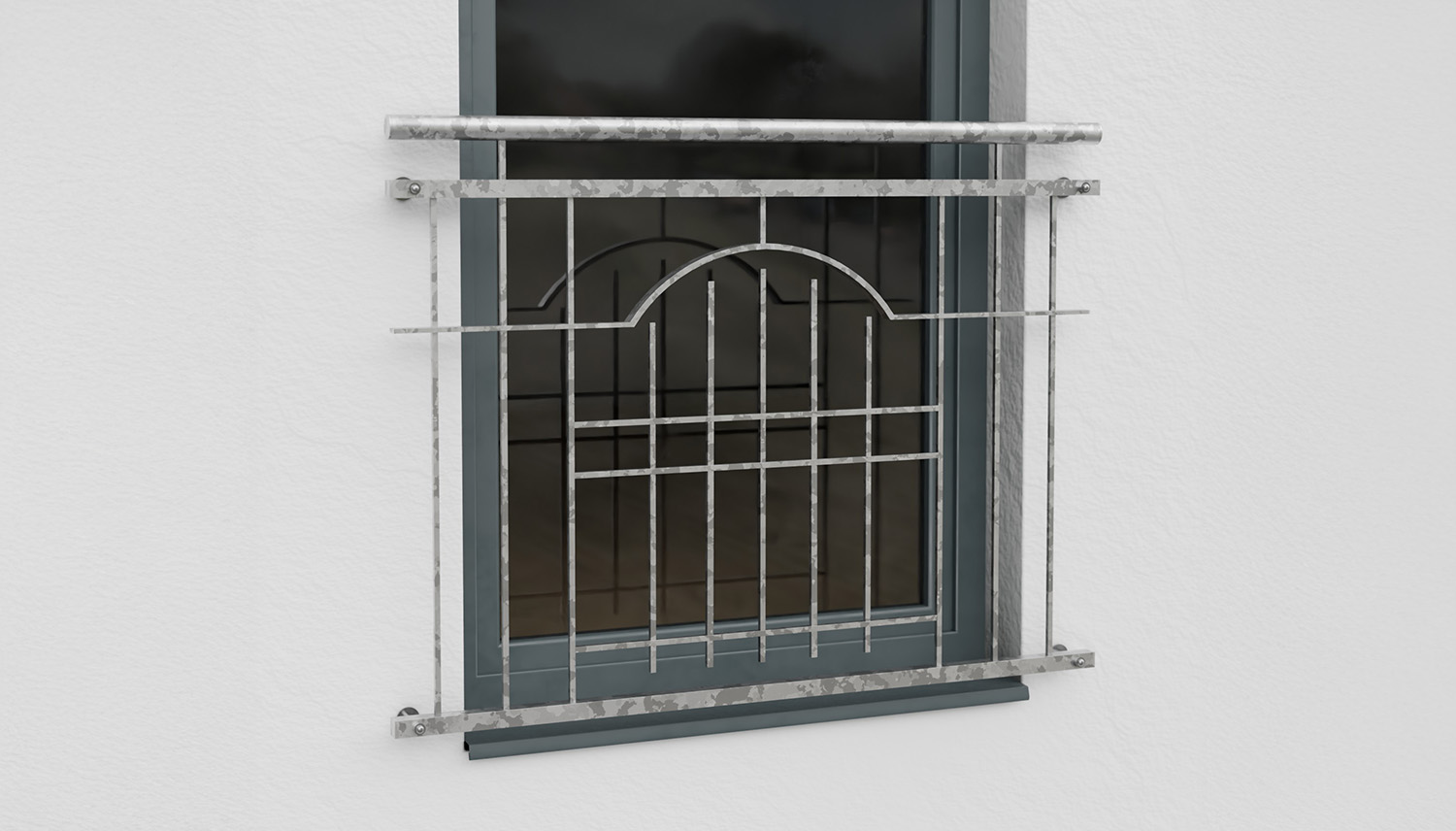 Balcon à la française en acier galvanisé ornement moderne III 