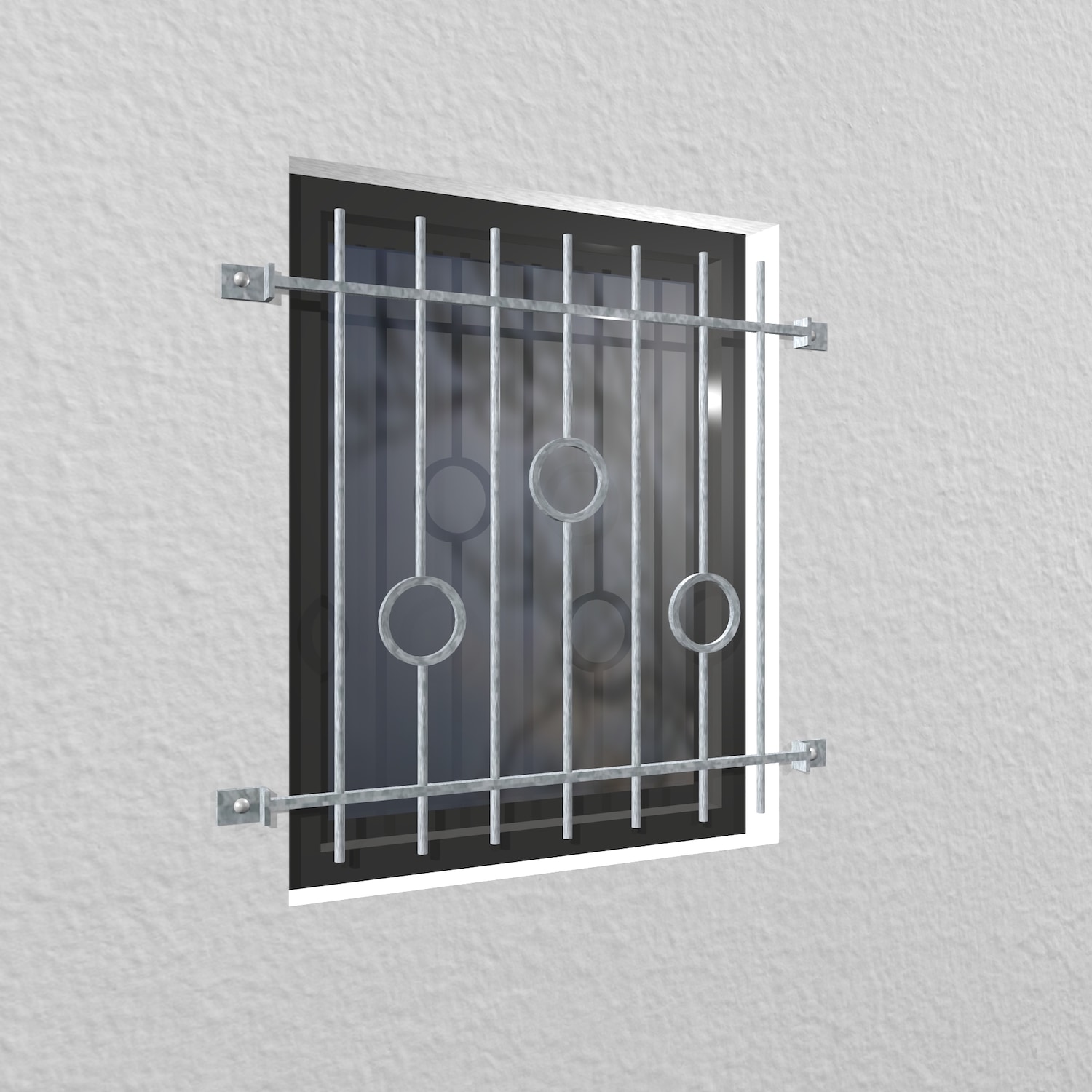 Grille de défense pour fenêtres en acier galvanisé cercle barre