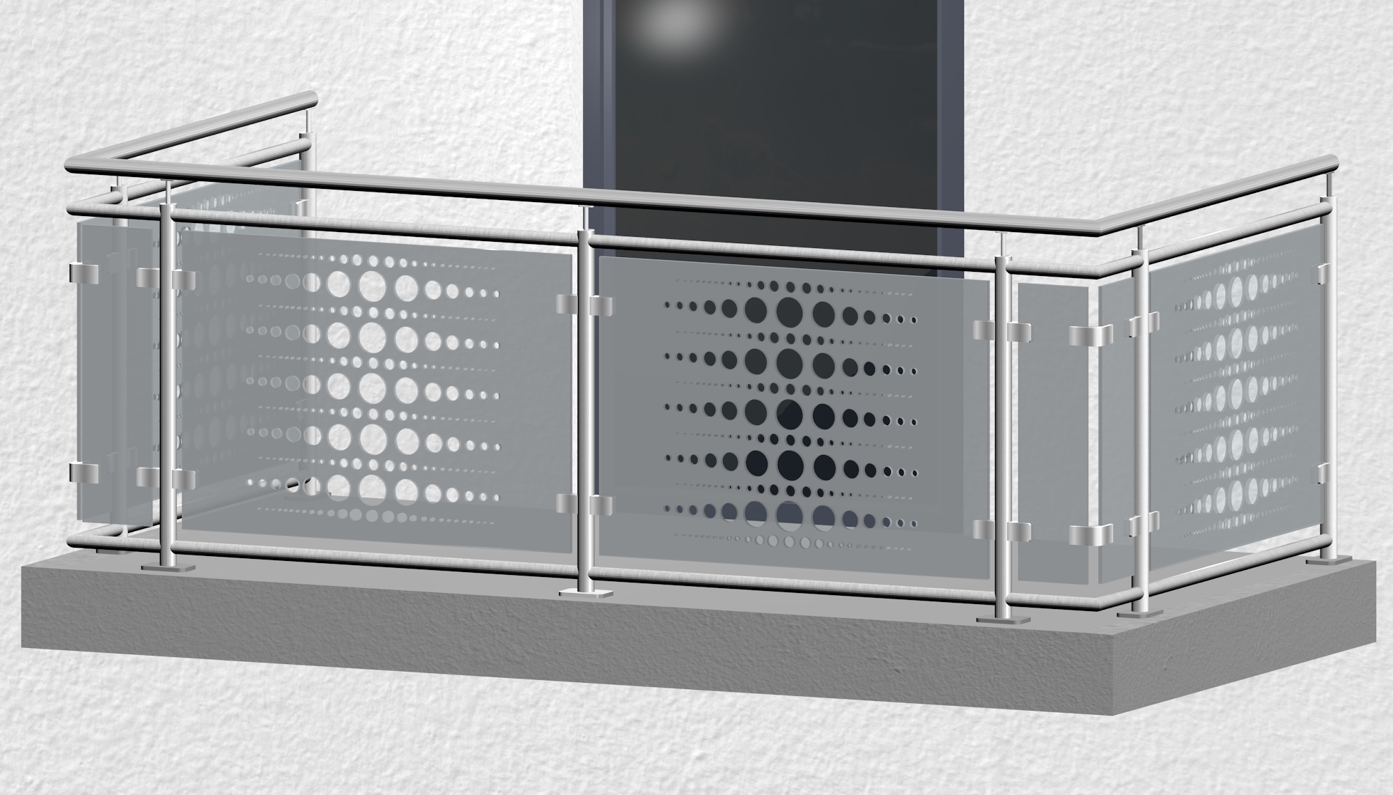 Balustrade de balcon en acier inoxydable design verre PE 2