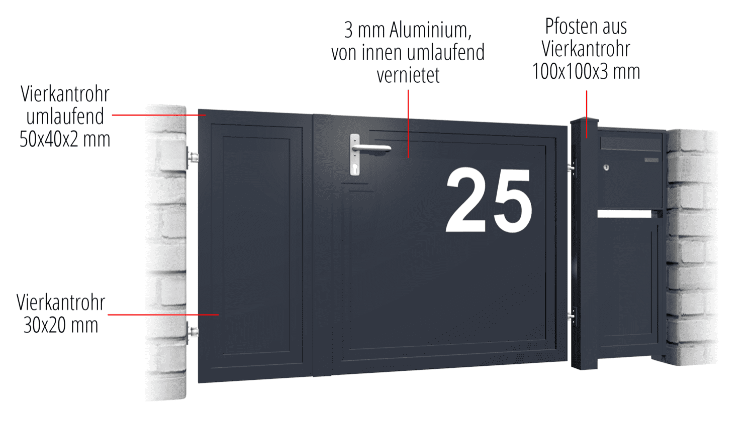 Brise-vue à 2 battants en aluminium pour portillon de jardin HNR, GE, BK