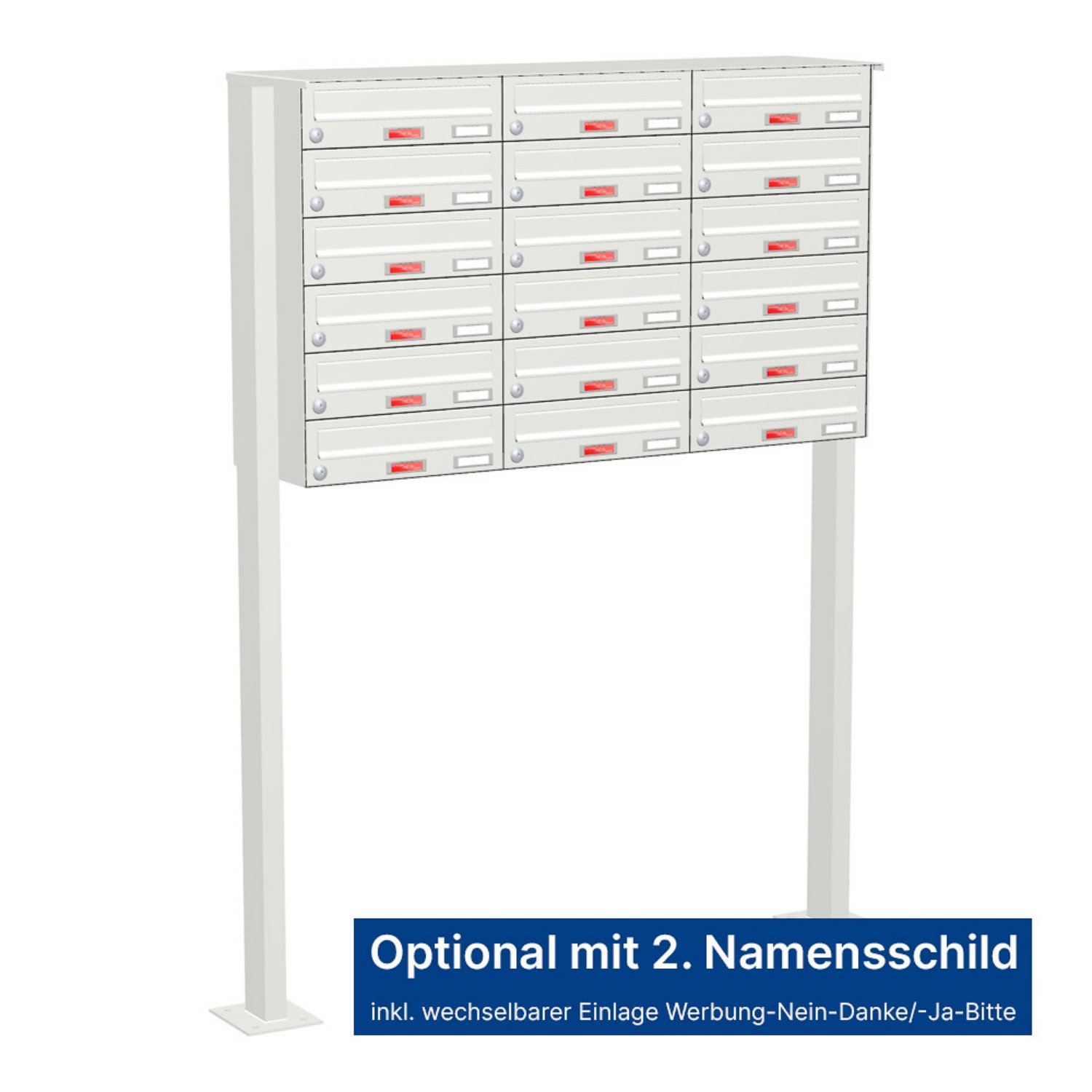 Briefkastenanlage | Freistehend | 18-fach | Waagerecht | Farbe