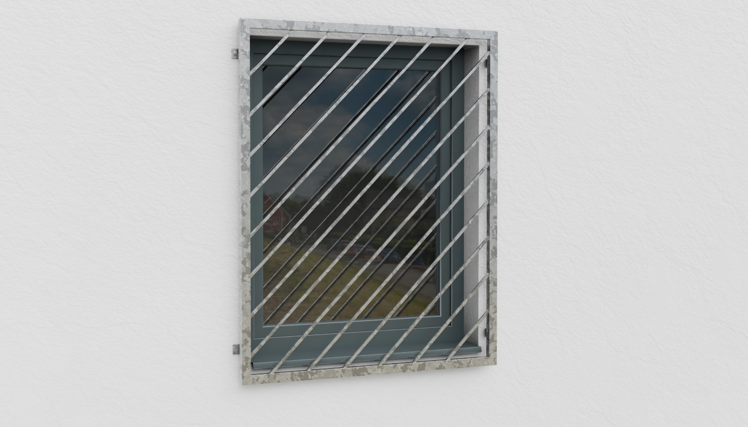 Grille de défense pour fenêtres en acier galvanisé Barre diagonale 1