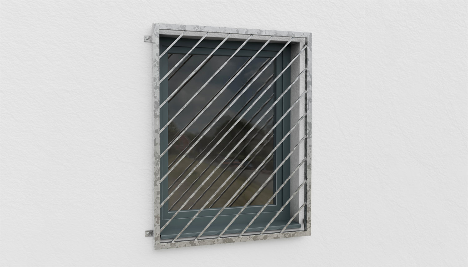 Grille de défense pour fenêtres en acier galvanisé Barre diagonale 1