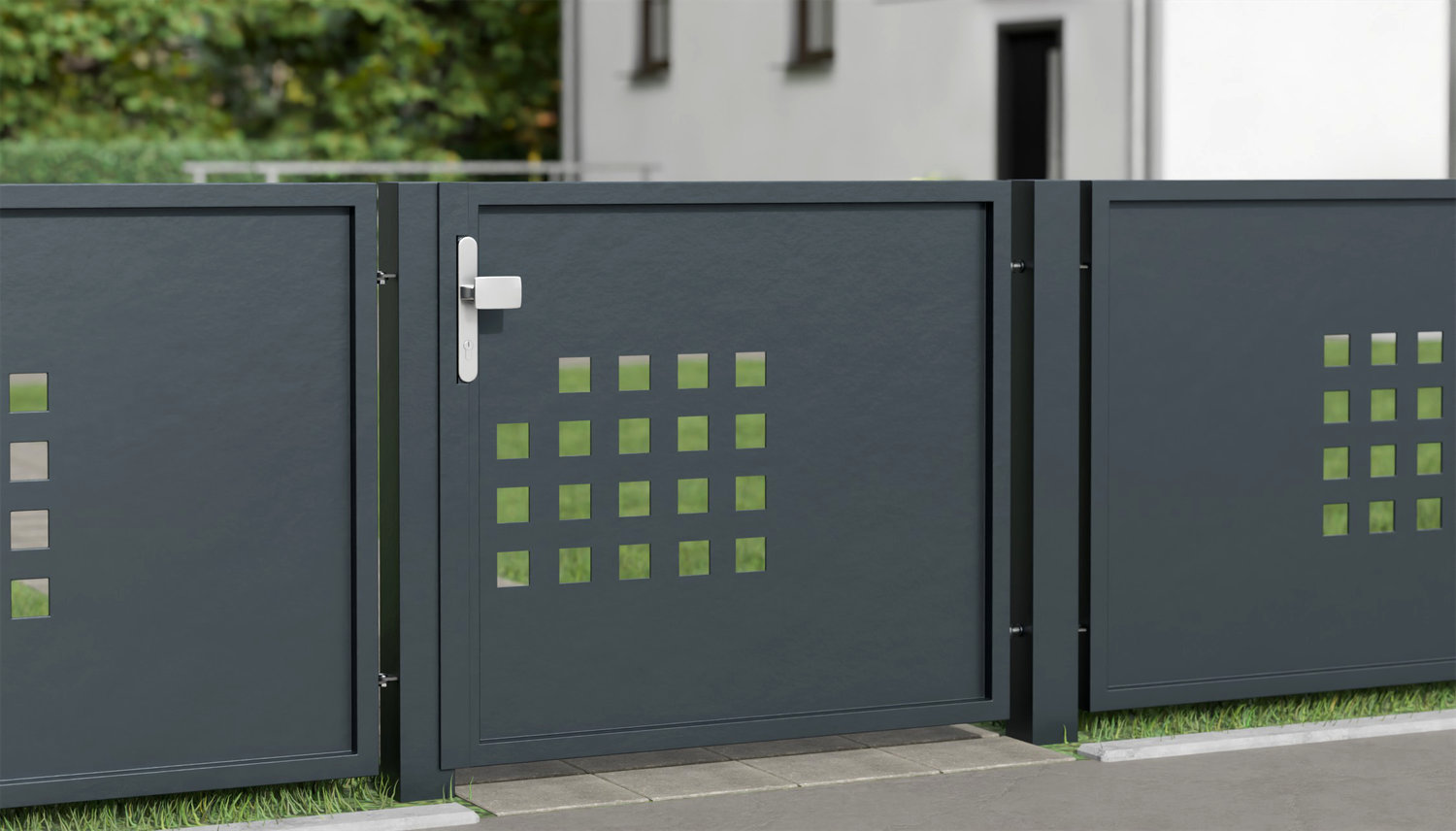 Portillon de jardin en aluminium, brise-vue à 1 battant QLR, GE