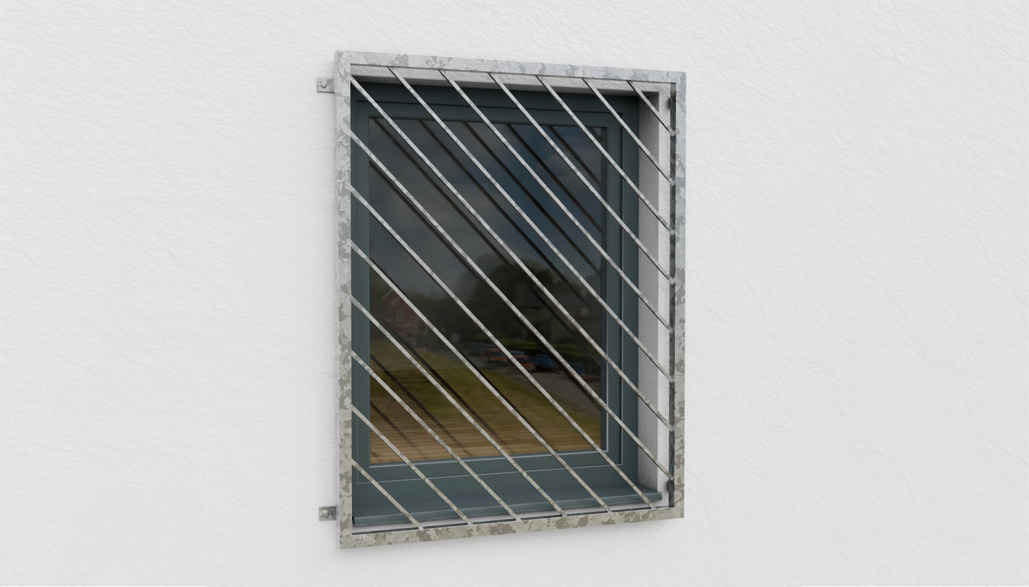 Grille de défense pour fenêtres en acier galvanisé Barre diagonale 2