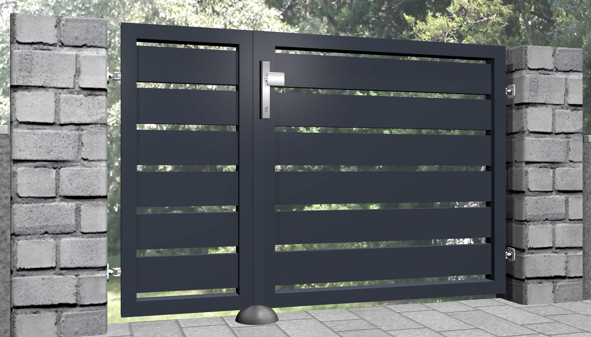 Brise-vue à 2 battants en aluminium pour portillon de jardin lamelles, GE