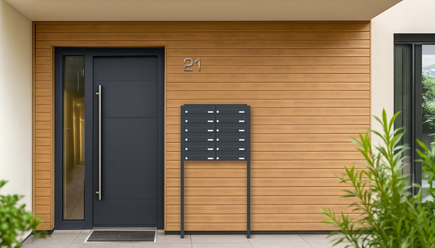 Briefkastenanlage | Freistehend | 12-fach | Waagerecht | Farbe