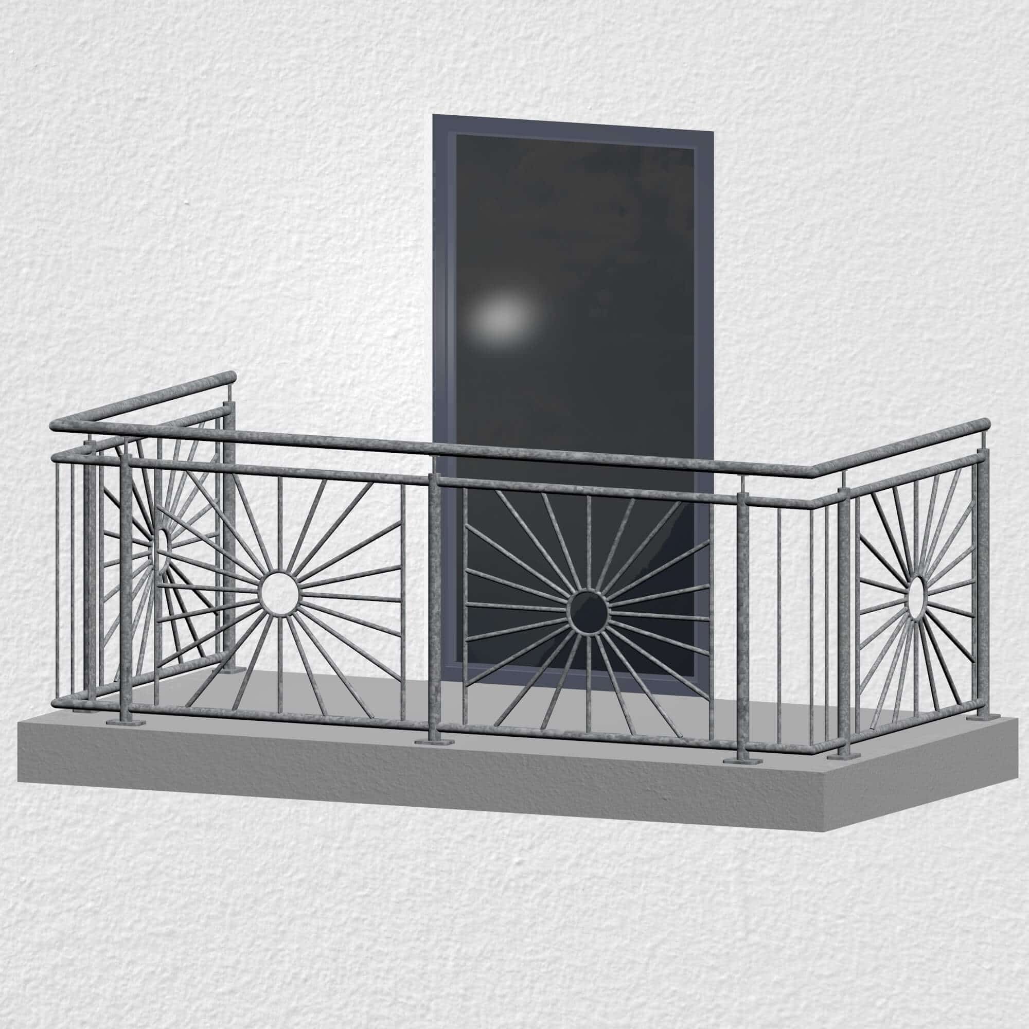 Balustrade de balcon en acier galvanisé soleil