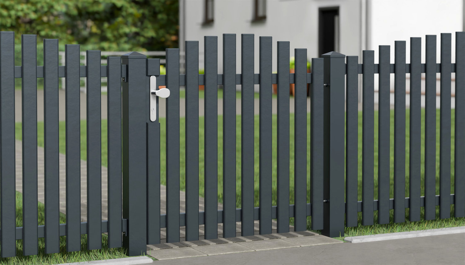 Portillon de jardin aluminium 1 battant lattes Moderne, OB