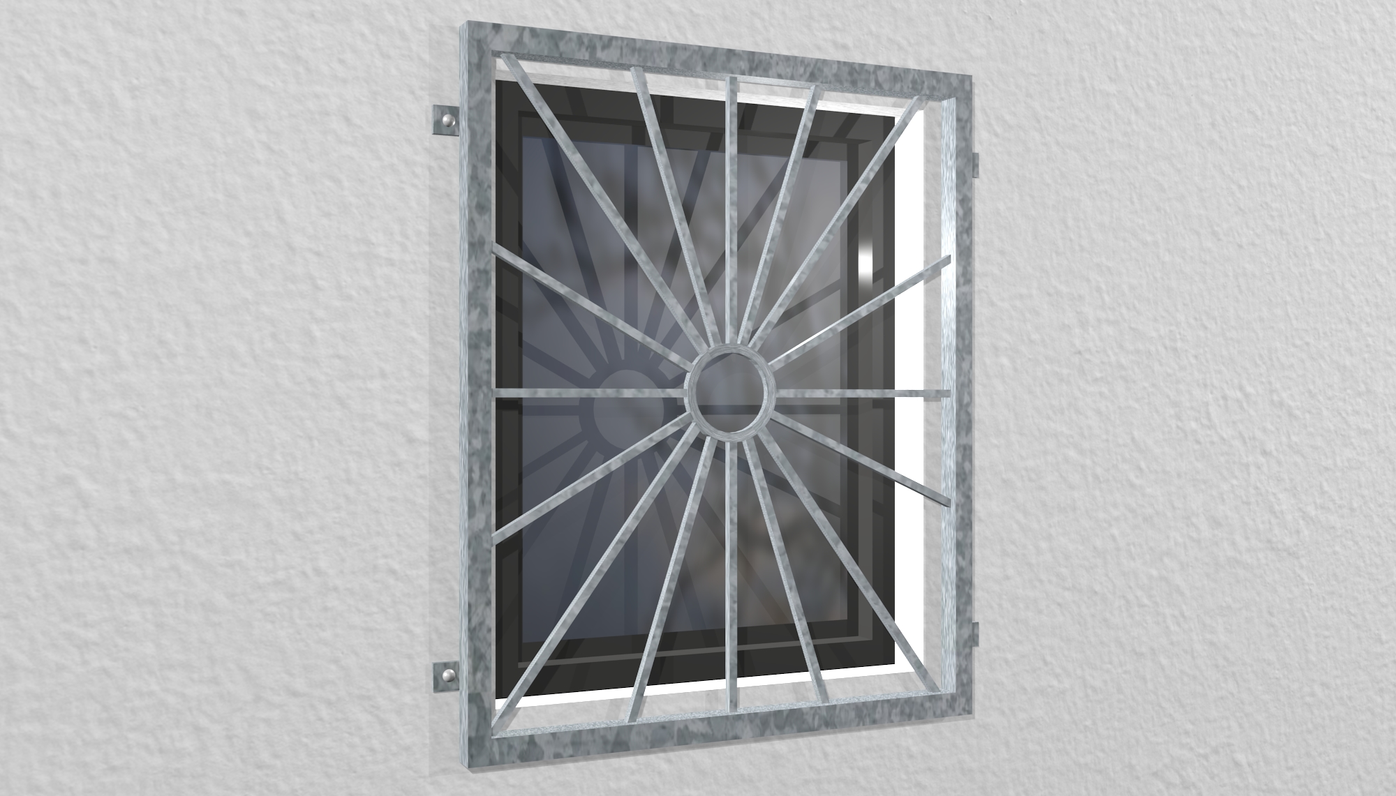 Grille de défense pour fenêtres en acier galvanisé cercle solaire
