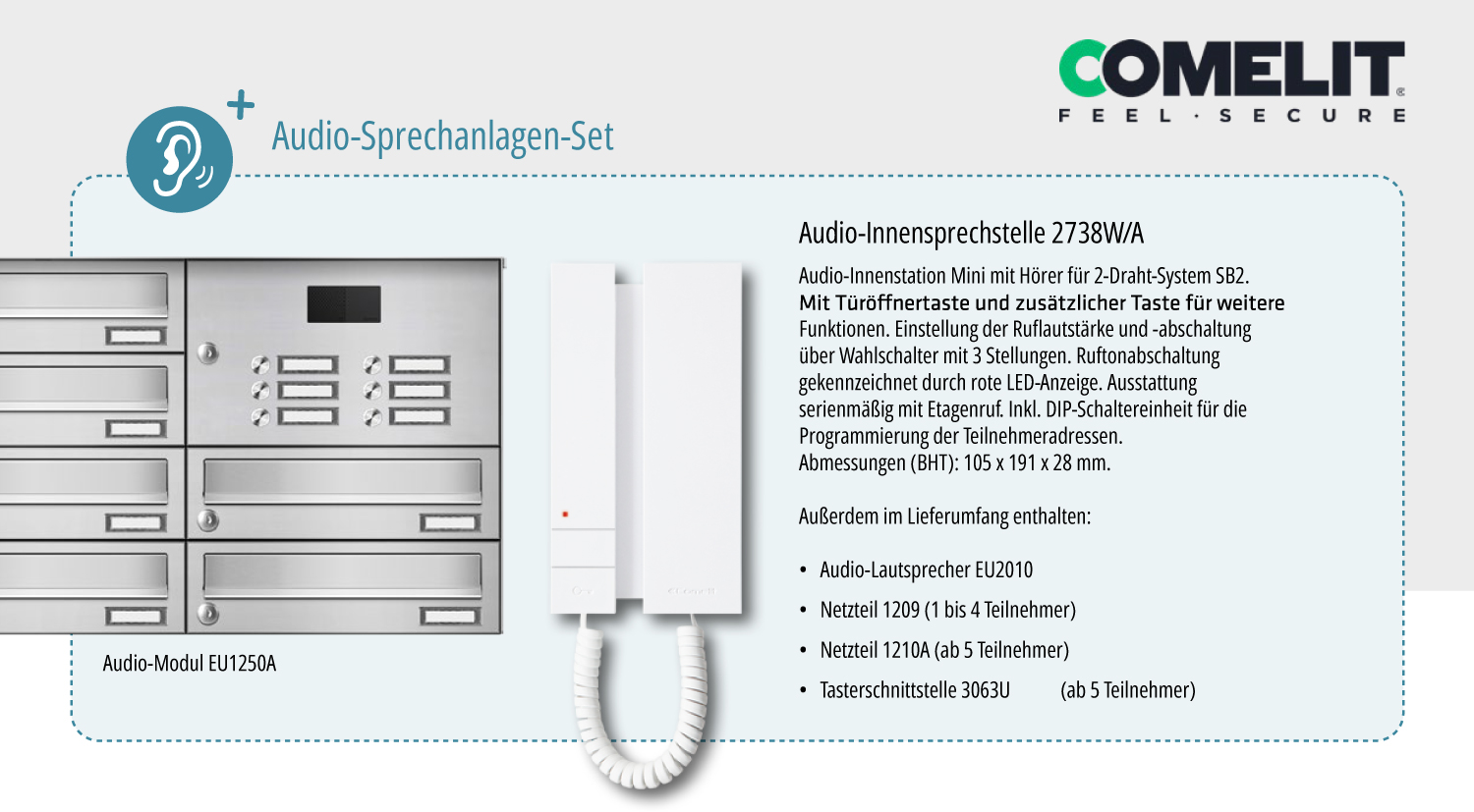 Briefkastenanlage | Unterputz | 1-fach | Senkrecht | Audio | Video | Farbe