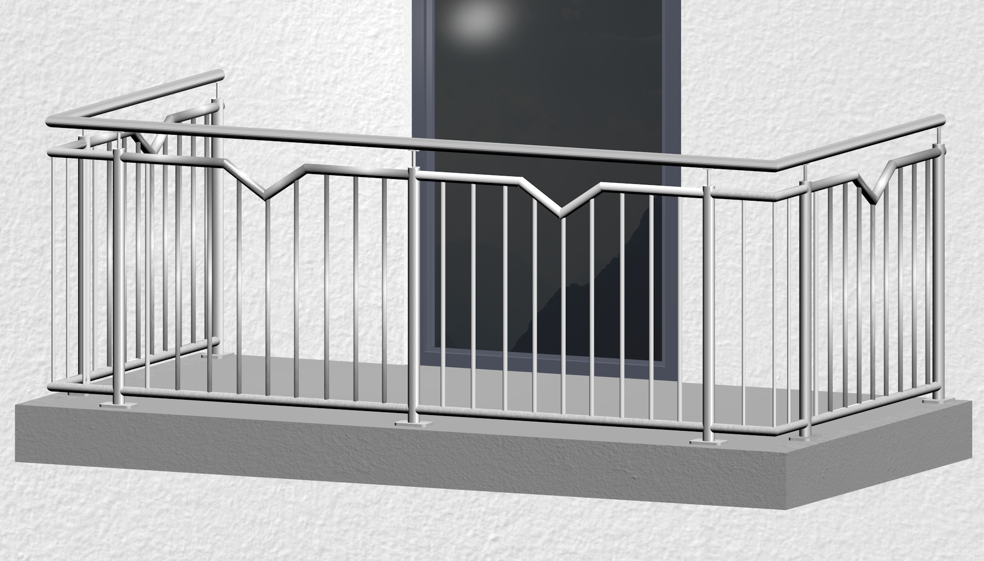 Balustrade de balcon en acier inoxydable simple V