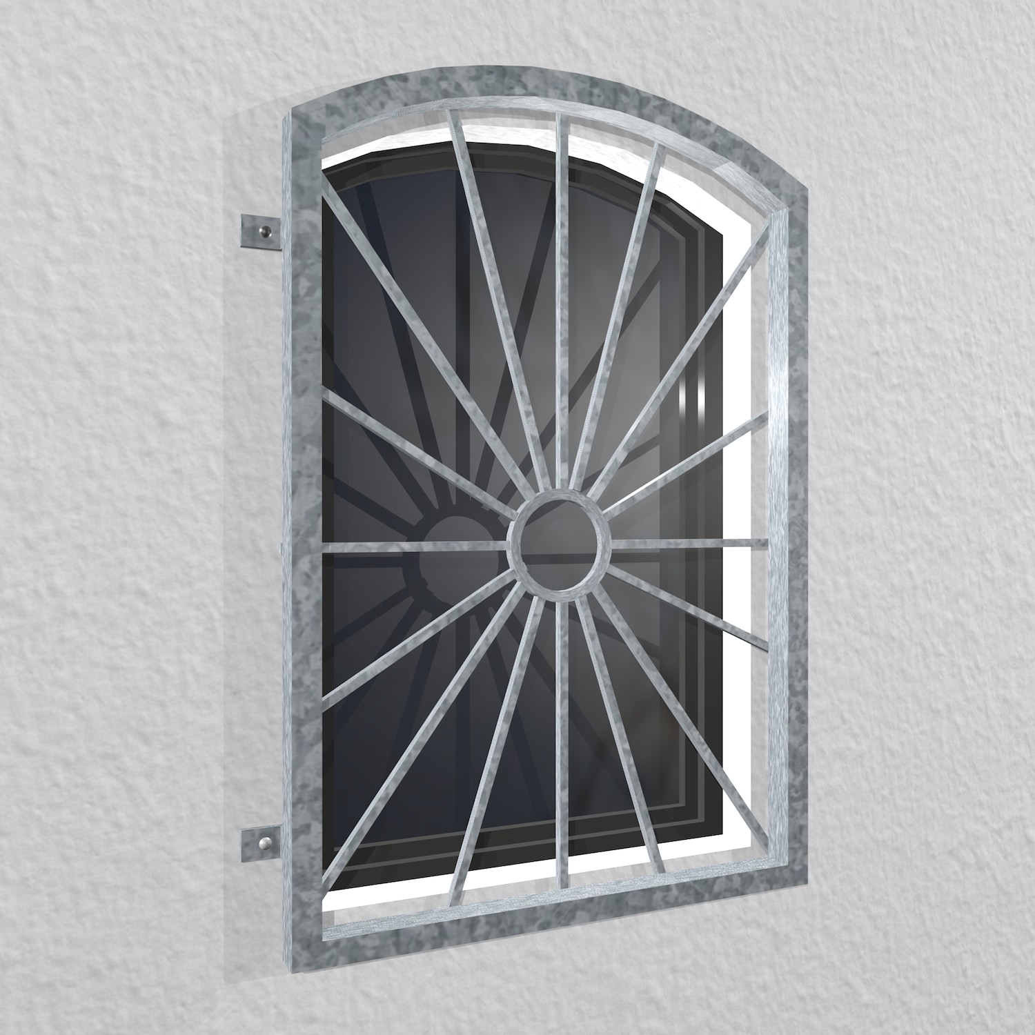 Grille de défense pour fenêtres en acier galvanisé cercle solaire arc supérieur 