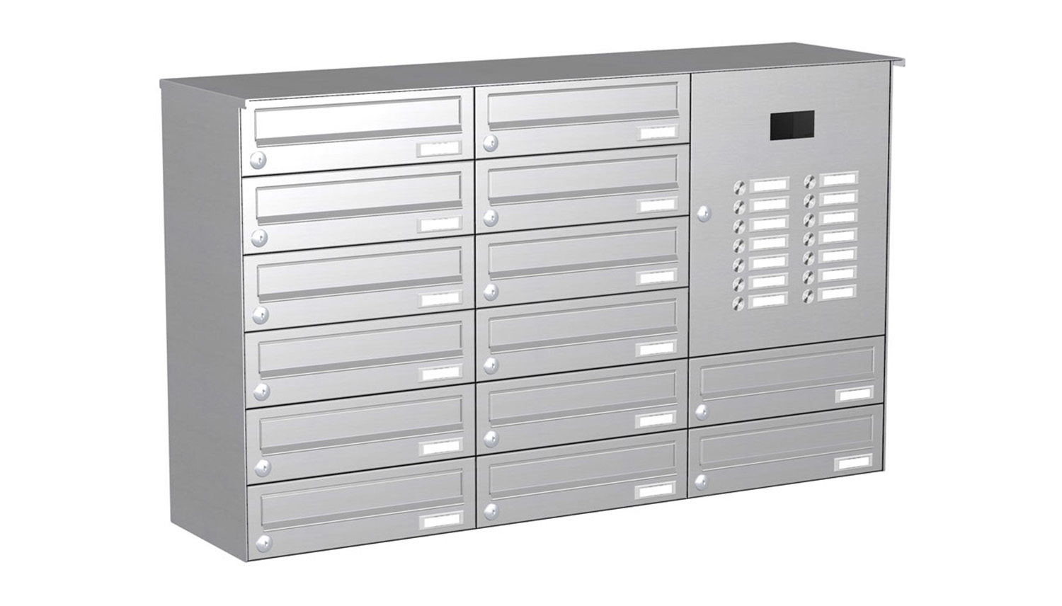 Briefkastenanlage | Aufputz | 14-fach | Waagerecht | Audio | Video | Edelstahl