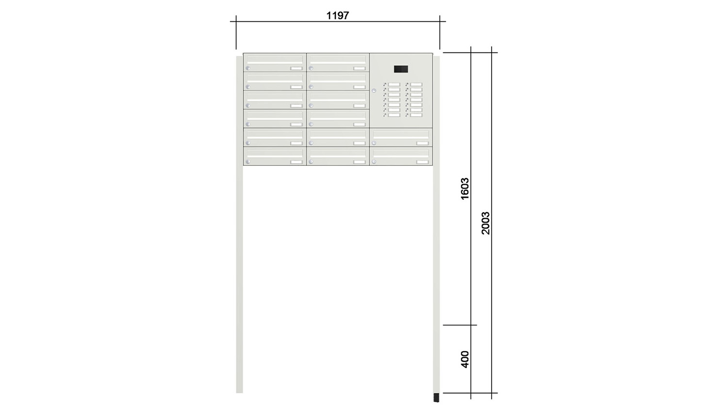 Briefkastenanlage | Freistehend | 14-fach | Waagerecht | Audio | Video | Farbe