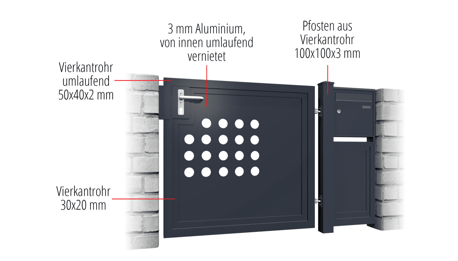 Brise-vue à 1 battant en aluminium pour portillon de jardin RLR, GE, BK