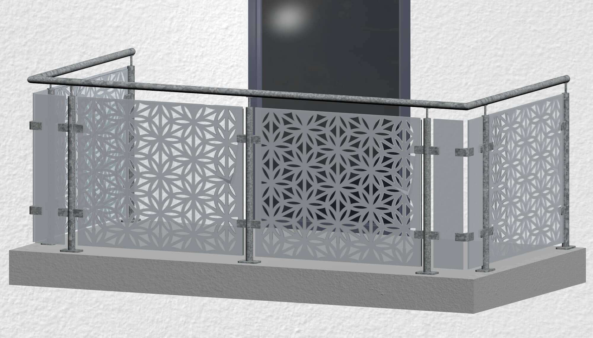 Balustrade de balcon en acier galvanisé design verre BT MO