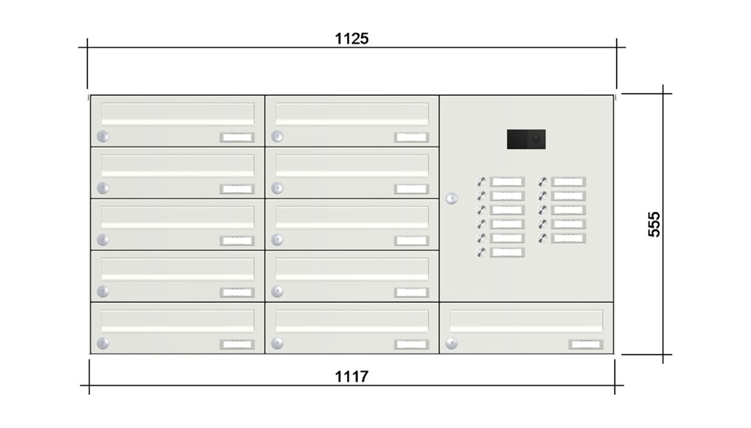 Briefkastenanlage | Aufputz | 11-fach | Waagerecht | Audio | Video | Farbe