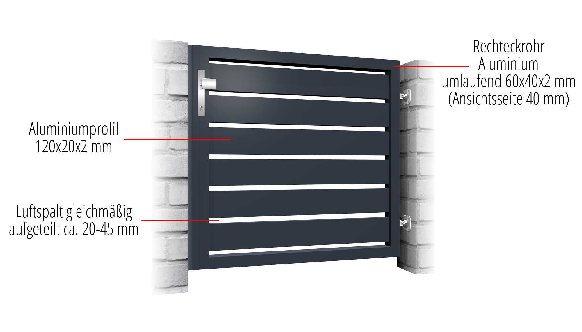 Brise-vue 1 battant en aluminium pour portillon de jardin lamelles, GE