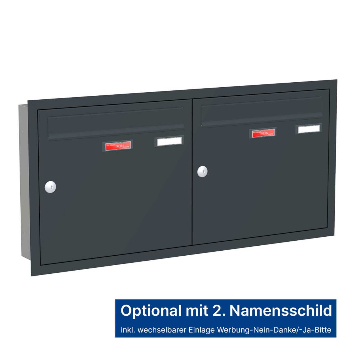 Briefkastenanlage | Unterputz | 2-fach | Senkrecht | Farbe