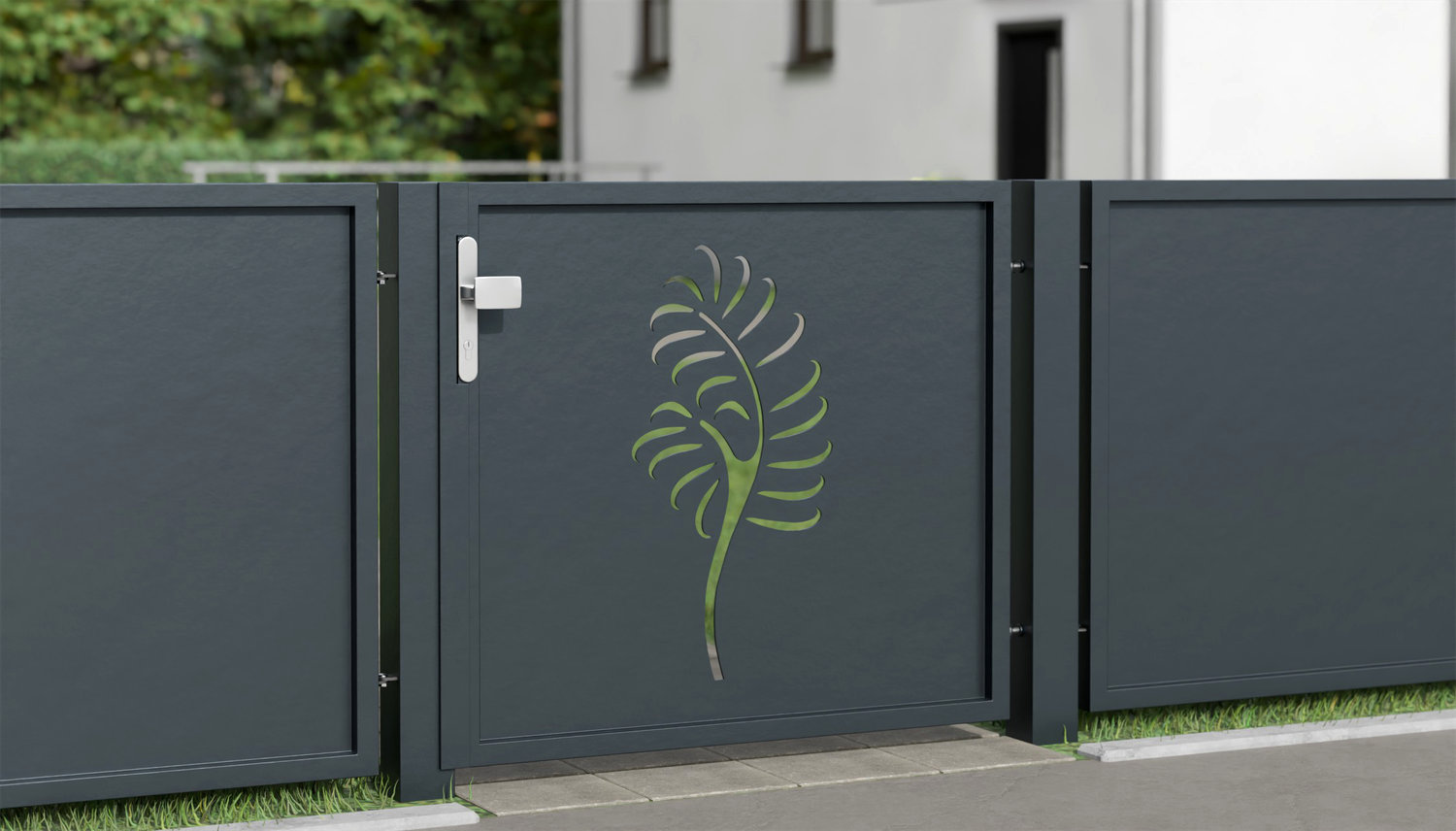 Portillon de jardin en aluminium, brise-vue à 1 battant PF, GE