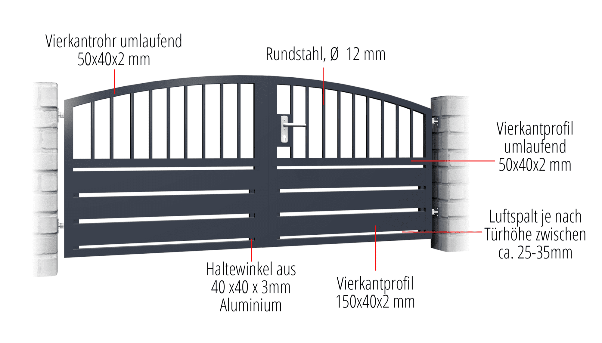 Portail de jardin en aluminium, brise-vue à 2 battants KSV 1, OB