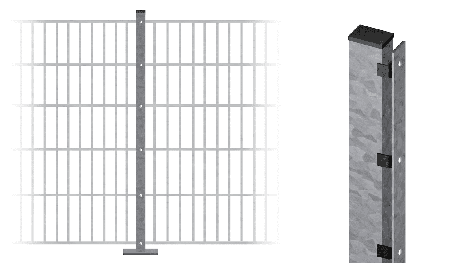 Poteau de clôture galvanisé 60x40x2 mm