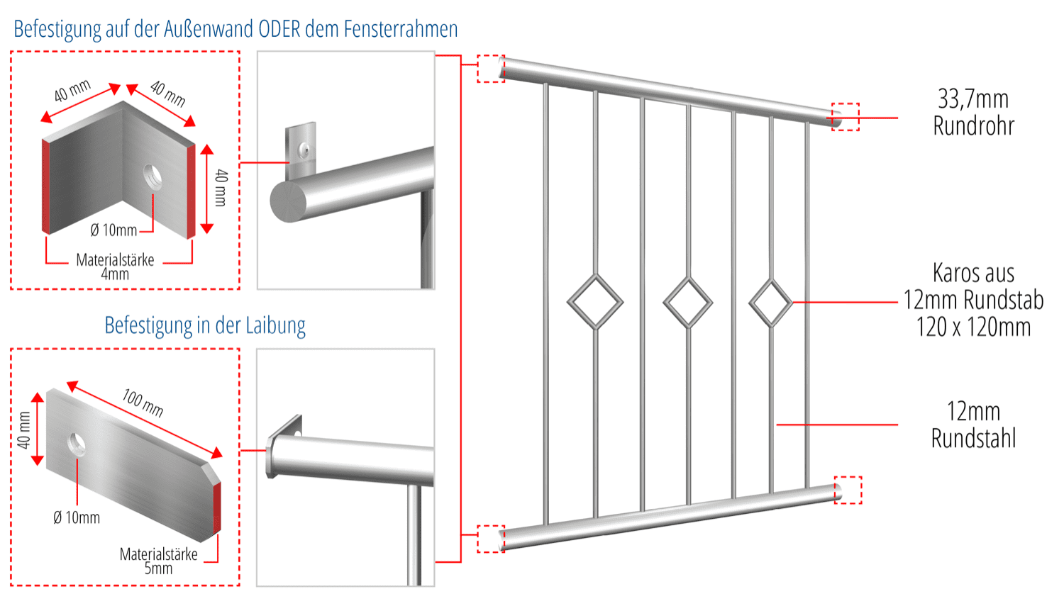 Grille de défense pour fenêtres en acier inoxydable carreau barre 2