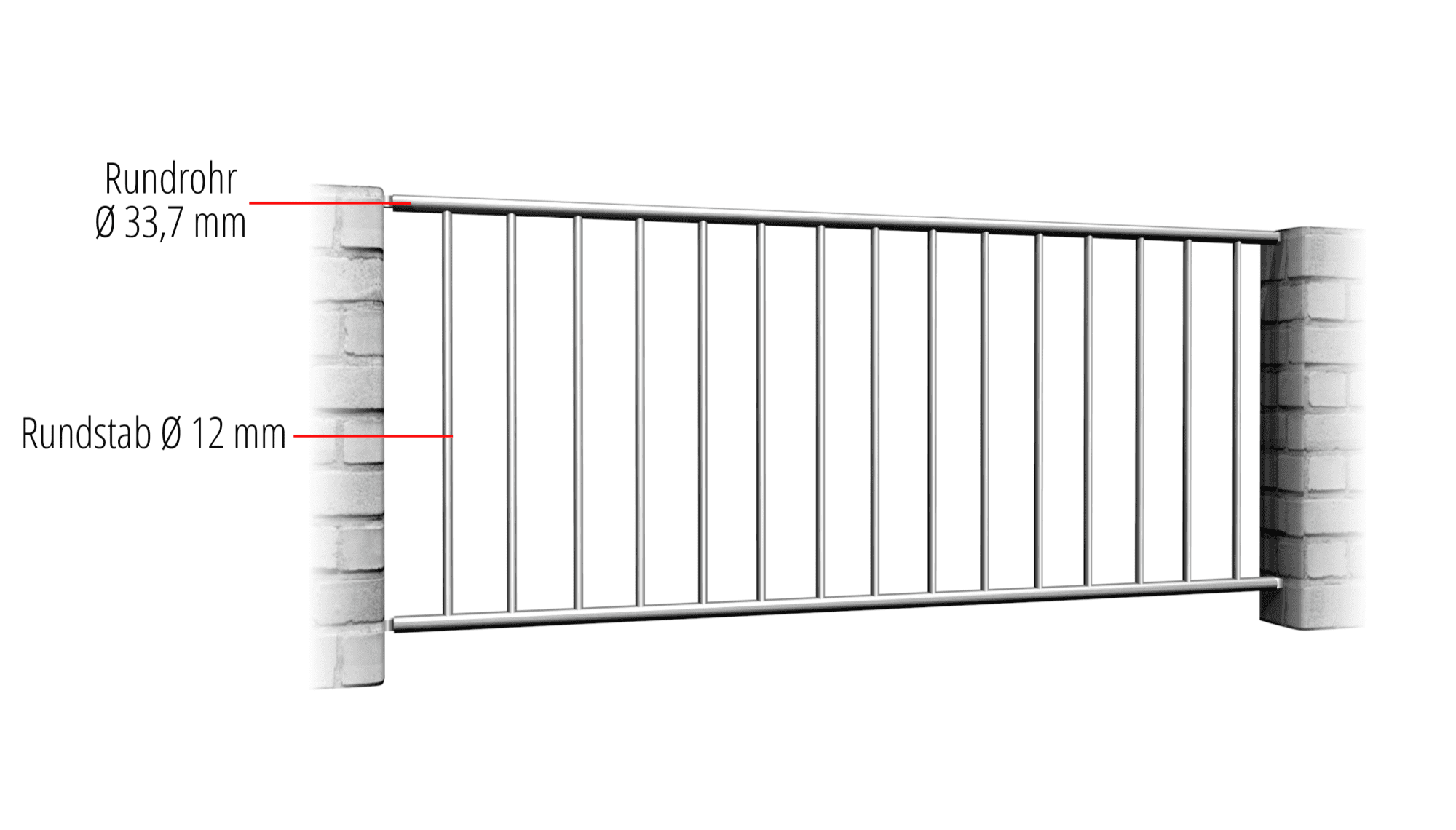 Barrière de jardin en acier inoxydable barre verticale 2, GE