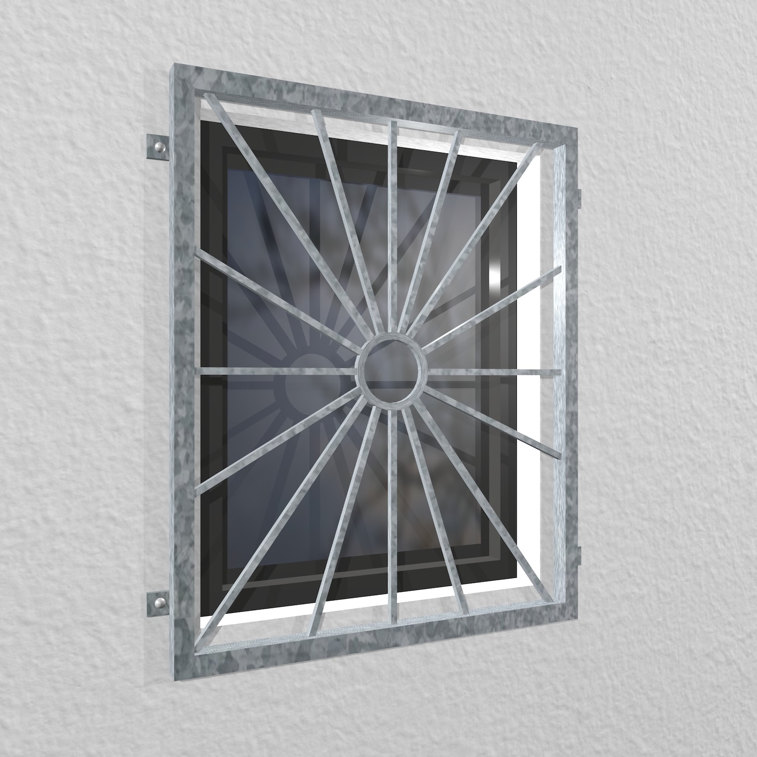 Grille de défense pour fenêtres en acier galvanisé cercle solaire