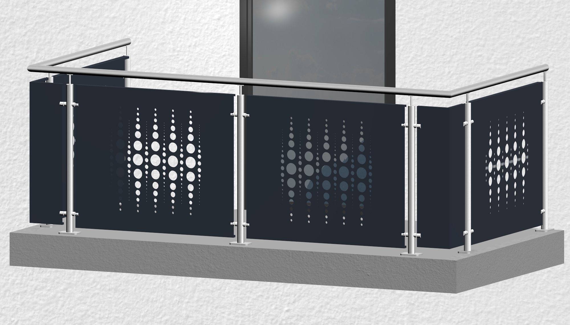 Balustrade de balcon en acier inoxydable plaque design PE