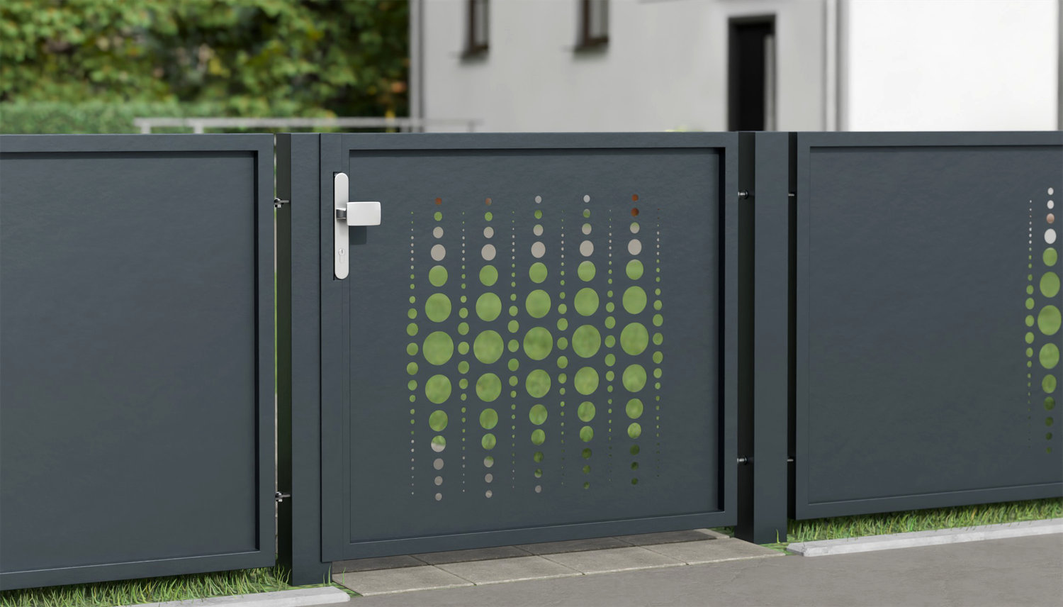 Portillon de jardin en aluminium à 1 battant découpé au laser PE